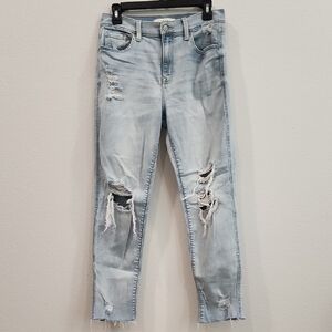 Eunina Rocky High Rise Boyfriend Light Washed Distressed Jeans